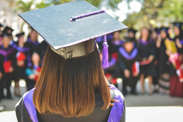 Graduation cap toss celebration
