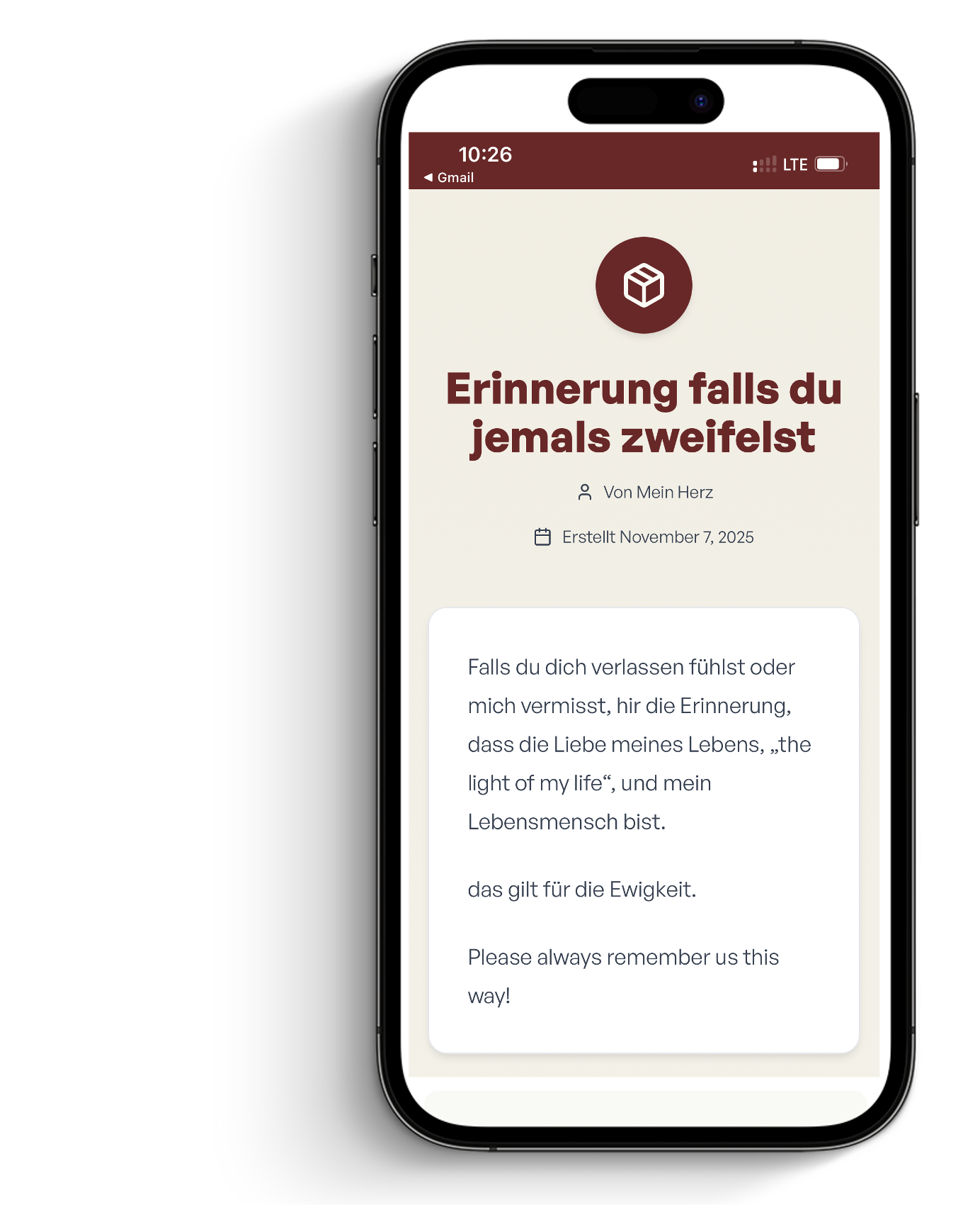 Time capsule message arriving: Auslösen